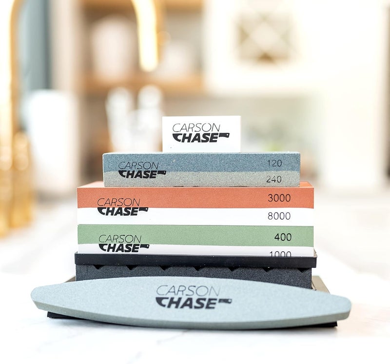 CarsonChase Professionally Complete Knife Sharpening Stone 15 Piece with Whetstone Bowl, Sharpener Kit for Knives, Premium 4 Side Grit Stones 400/1000 3000/8000, Honing Guide, Flattening Set, Holder, Gloves, Mat - Image 3